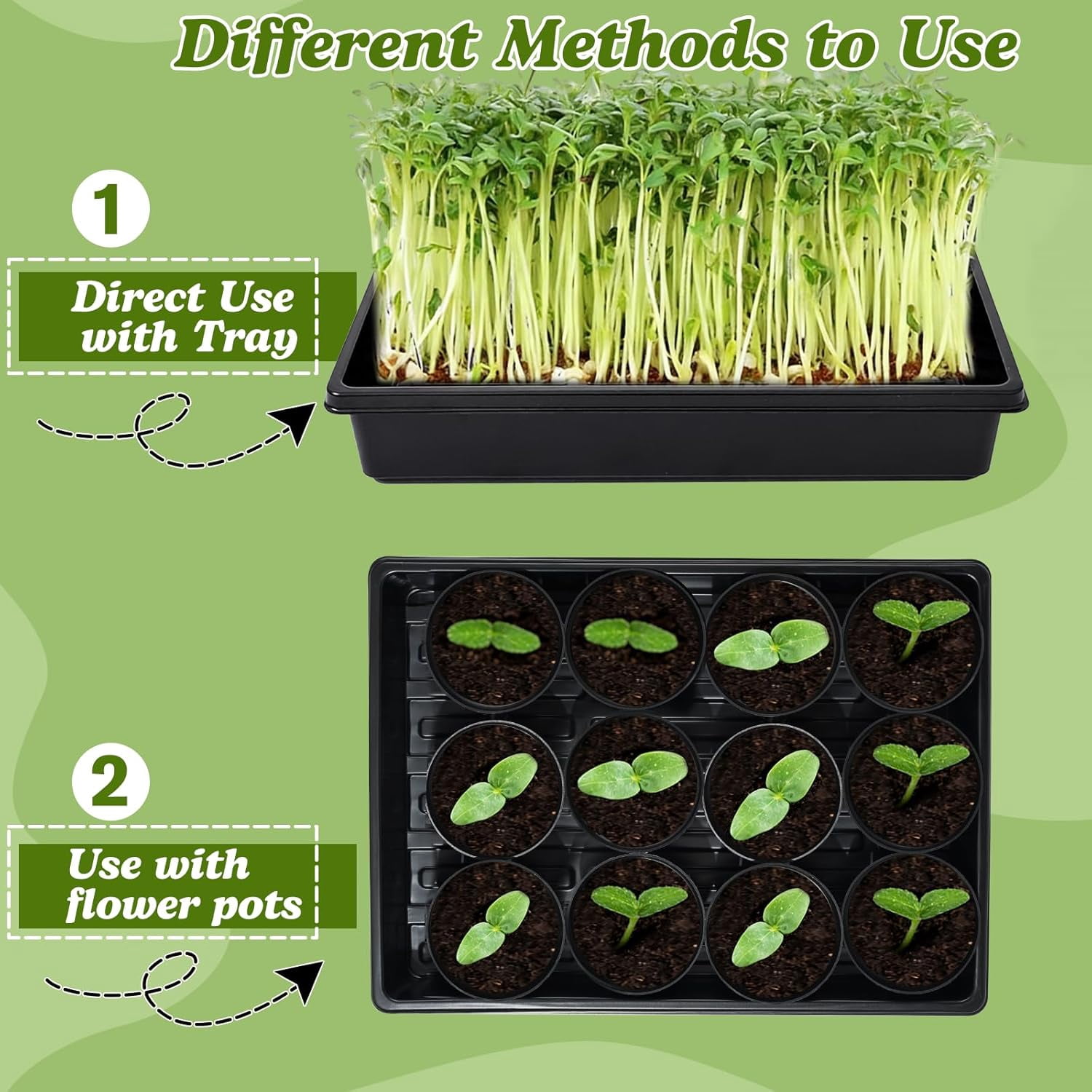 Seed Starter Tray Kit - 60-Pack Round Nursery Pots with Drainage Holes, Seedling Trays, Plant Labels & Transplanting Tools for Vegetables, Flowers, Herbs
