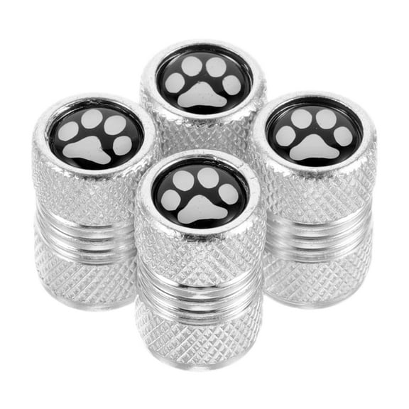 4pcs Universal Stainless Steel Tire Valve Stem Caps Paw Print Pattern Airtight Valve Covers For Cars Motorcycles Trucks And Bicycles