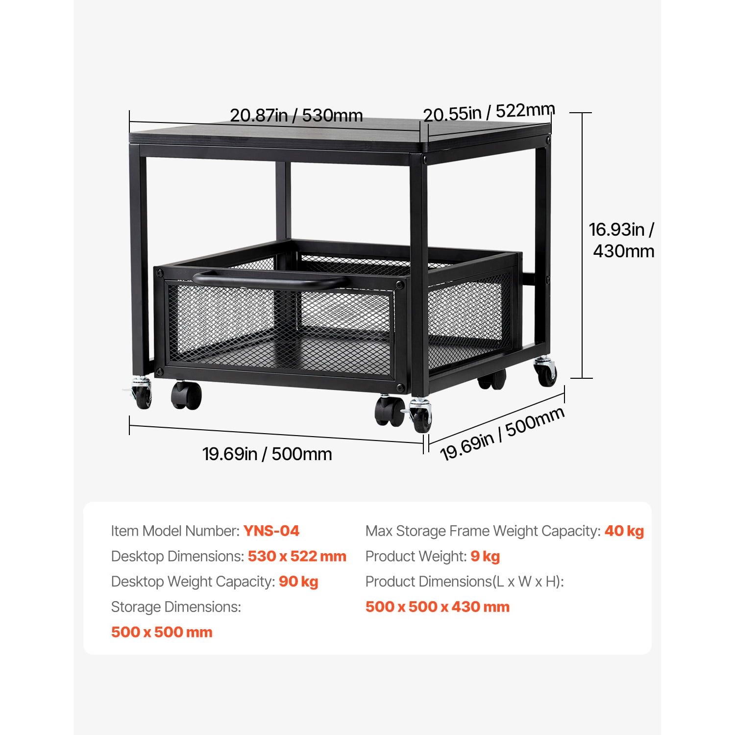 KFFKFF Compact Refrigerator Stand with Storage, Supporting 198 lbs, Portable Fridge Table with Mobile Storage Cart & Rotating Wheels, Drink Cooler Stand for Coffee Station, Small Fridge Holder