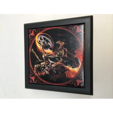 ANNE STOKES HELL RIDER SKULL SKELETON BIKER TILE JEWELRY WOODEN BOX KEEPSAKE