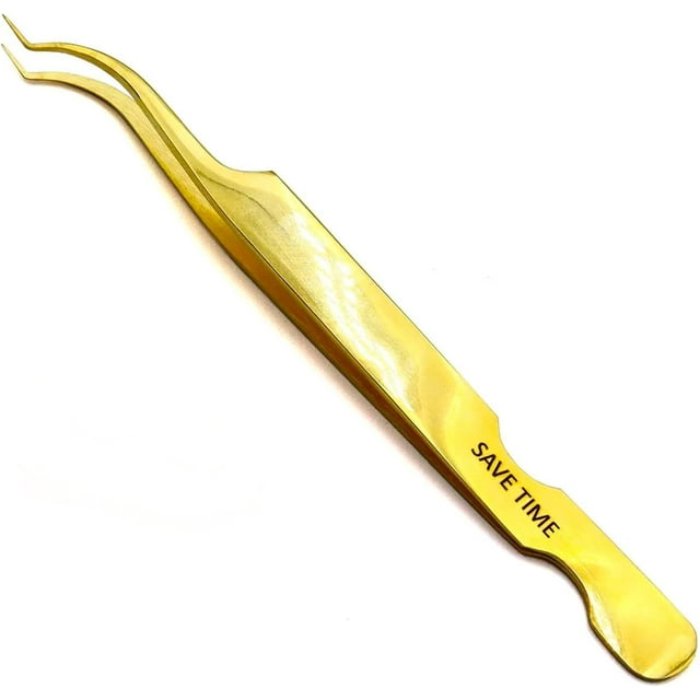 LLBA Pince à Cils Professionnelle pour Volume, Outil d'Application de Faux Cils / Multi-Formes et Objectifs, Pinces Antidérapantes pour Volume, Isolation et Cils Classiques (Or, Gain de Temps Coin Intérieur)