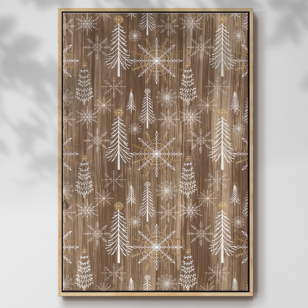 Barnwood Wonderland Collection E - Framed Gallery Wrapped Holiday Canvas - 27 x 41 - Natural Wood Frame