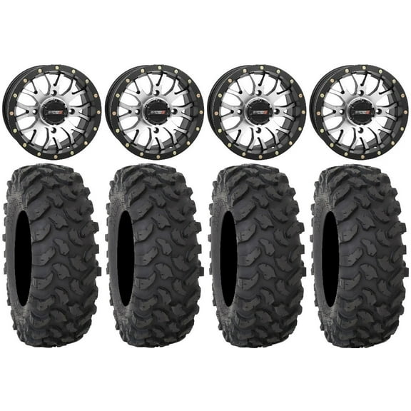 System 3 ST-3 Machined 14" Wheels 27" XTR370 Tires Sportsman 550 850 1000