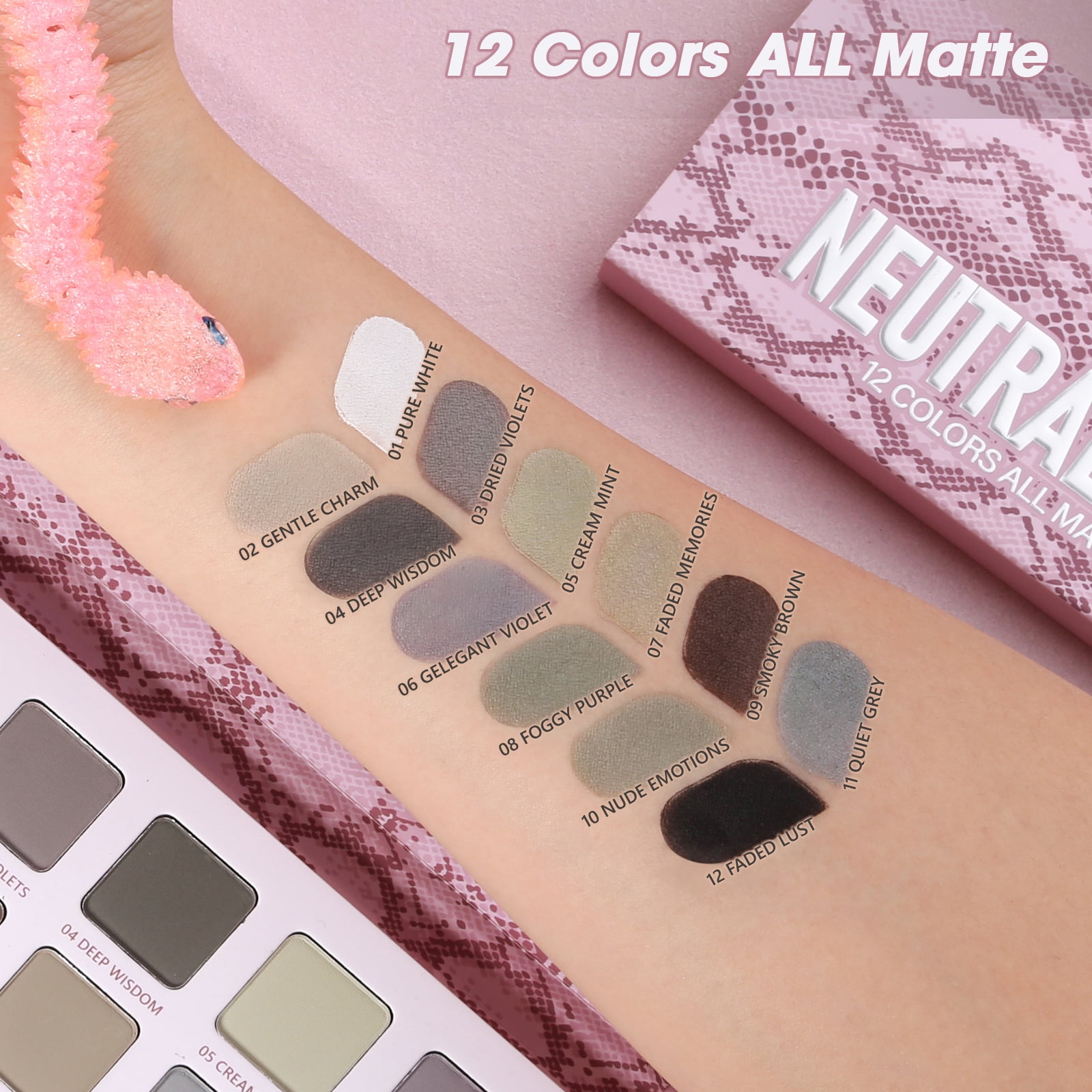 DE'LANCI Matt Lidschatten Palette – 12 Smokey Eyes Farben, Wasserfest & Talcfrei