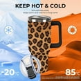 thumbnail image 4 of 40oz Insulated Stainless Steel Tumbler with Handle, Abstract Brown Leopard Print Leakproof Water Bottles Travel Mug with Lid And Straw for Water, Iced Tea Or Coffee for Most Car Cup Holder, 4 of 6