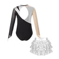 thumbnail image 4 of iixpin Kids Girls Sequined 2 Piece Dance Dress Outfits Gymnastic Leotard with Skirt Sets Jazz Latin Ballroom Costume Silver 16, 4 of 7