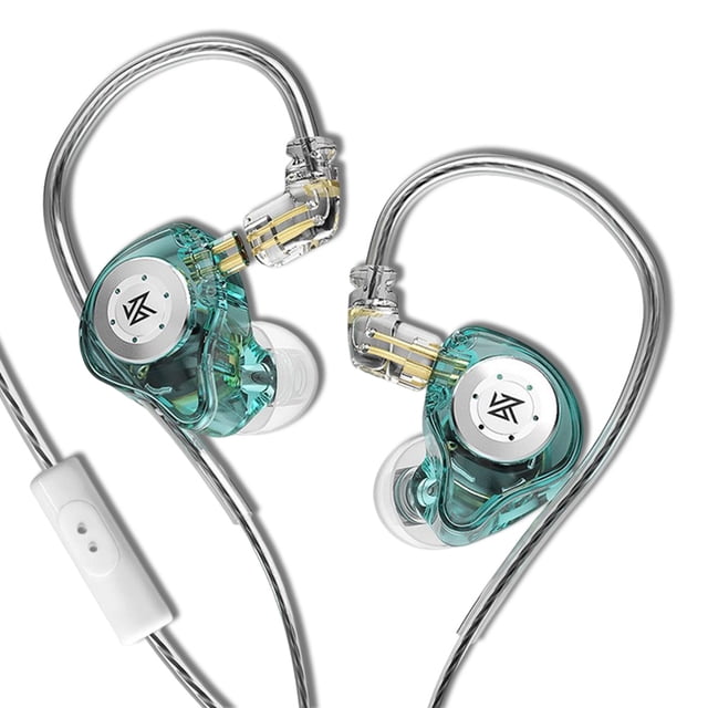 crativent KZ Cellulaire Filaire Écouteurs Réduction de Bruit Casque Détachable Ordinateur Portable Tablette HiFi Casque de Jeu Cyan Micro 1Ensemble