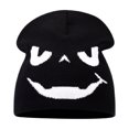thumbnail image 2 of 22IN Halloween Pumpkin Knit Hat, Jack‑O‑Lantern Skull Cap, Warm Fall Winter Costume Accessory for Men Women Halloween Party &Daily Wear,E, 2 of 7