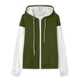 thumbnail image 4 of Qetyuw Womens Color Block Hooded Jacket Long Sleeve Full Zip Up Open Front Cardigan Coat Fashion Casual Jackets, 4 of 6