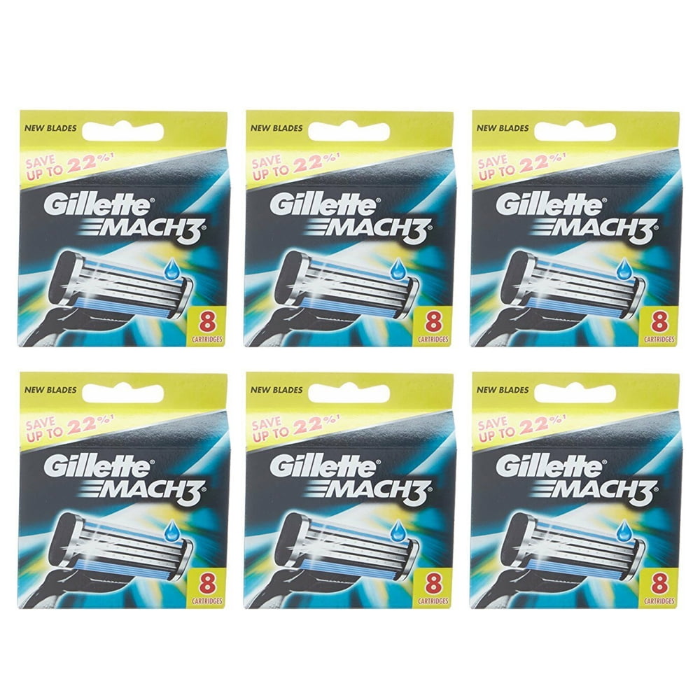 Gillette Mach3 Refill Cartridge Razor Blades for Mach 3, 8 Count 6 Pack