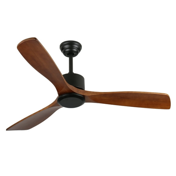 Ceiling Fans 52" Wood Ceiling Fan NO light, 3 Reversible Blades, with 6 Speeds Reversible DC Motor,Low Profile Ceiling Fan with no light for Living Room Kitchen Bedroom,Table Fans