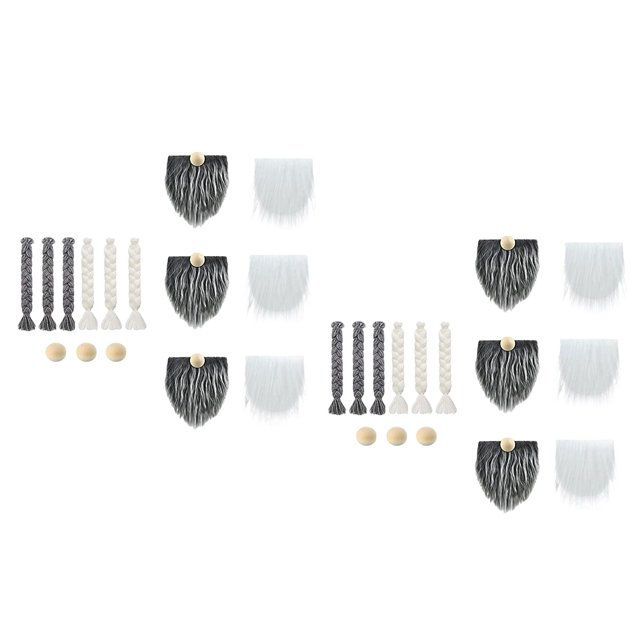 2x Barba de Gnomo de Tela de Piel Sintética, Muñecas de Disfraces, de Gnomo Hecha a Mano DIY, de Gnomo Artesanales, Bolas de Madera de , Gris Blanco