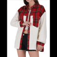thumbnail image 1 of Chaqueta de Franela Abotonada de para Mujer, con Solapa Afelpada, Larga, Blusa A Cuadros, Otoño Gran Rojo XL, 1 of 8