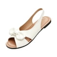 thumbnail image 2 of HTHLVMD Going Out Shoes, Wide Width Shoes for Women, Summer Shoes, Cute Sandals for Women, Women's Bow Slingback Sandals, Open Toe Flat Casual Shoes, Sweet Style Comfort Summer Footwear, White 6, 2 of 9