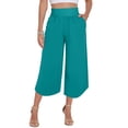 thumbnail image 2 of Htigea Capris for Women Casual Summer Wide Leg Crop Pants Loose Comfy Drawstring Yoga Jogger Capri Pants with Pockets Green XL, 2 of 7
