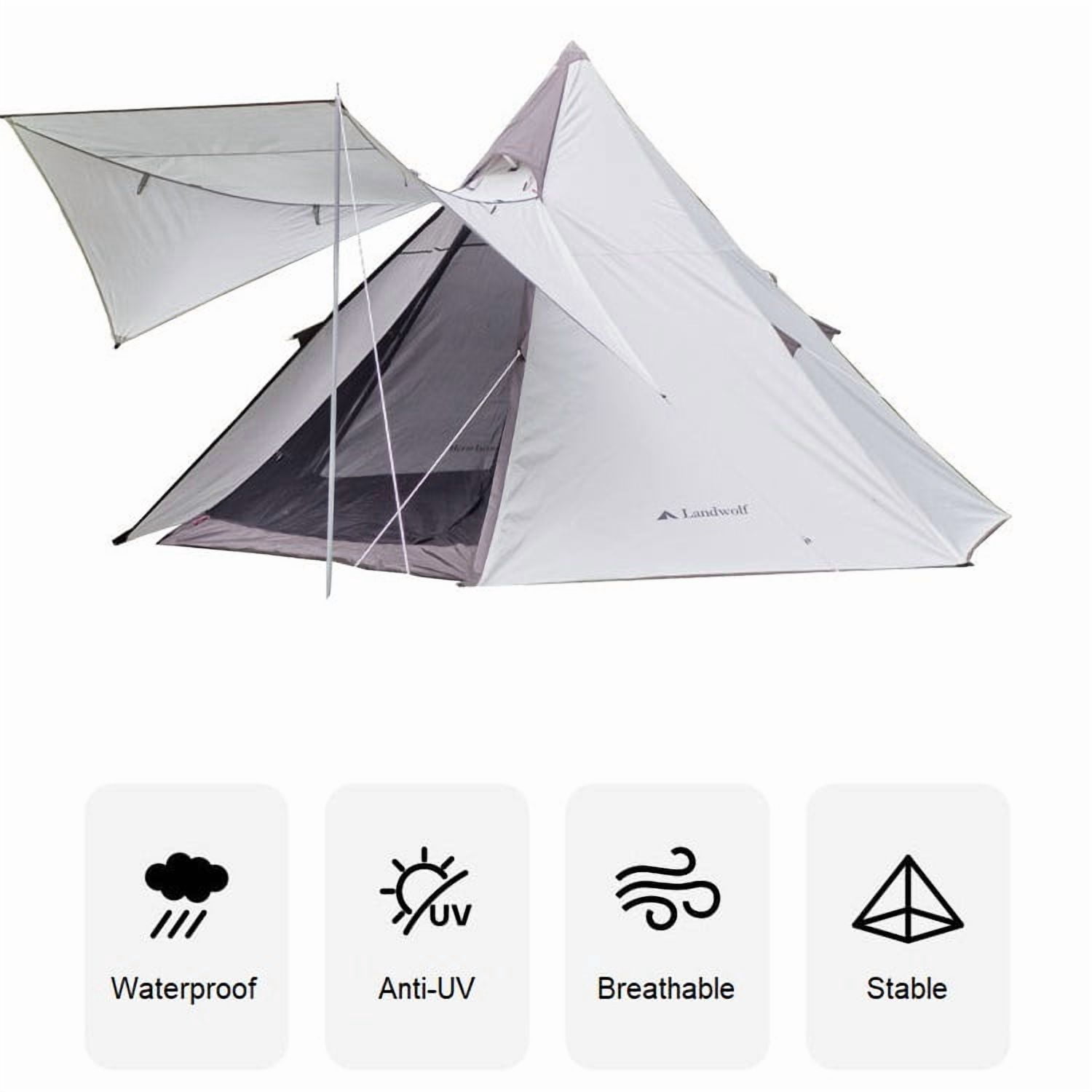 Outdoor Portable Camping Pyramid Tent Waterproof Anti-UV Centre-Pole-Free Indian Teepee Tent