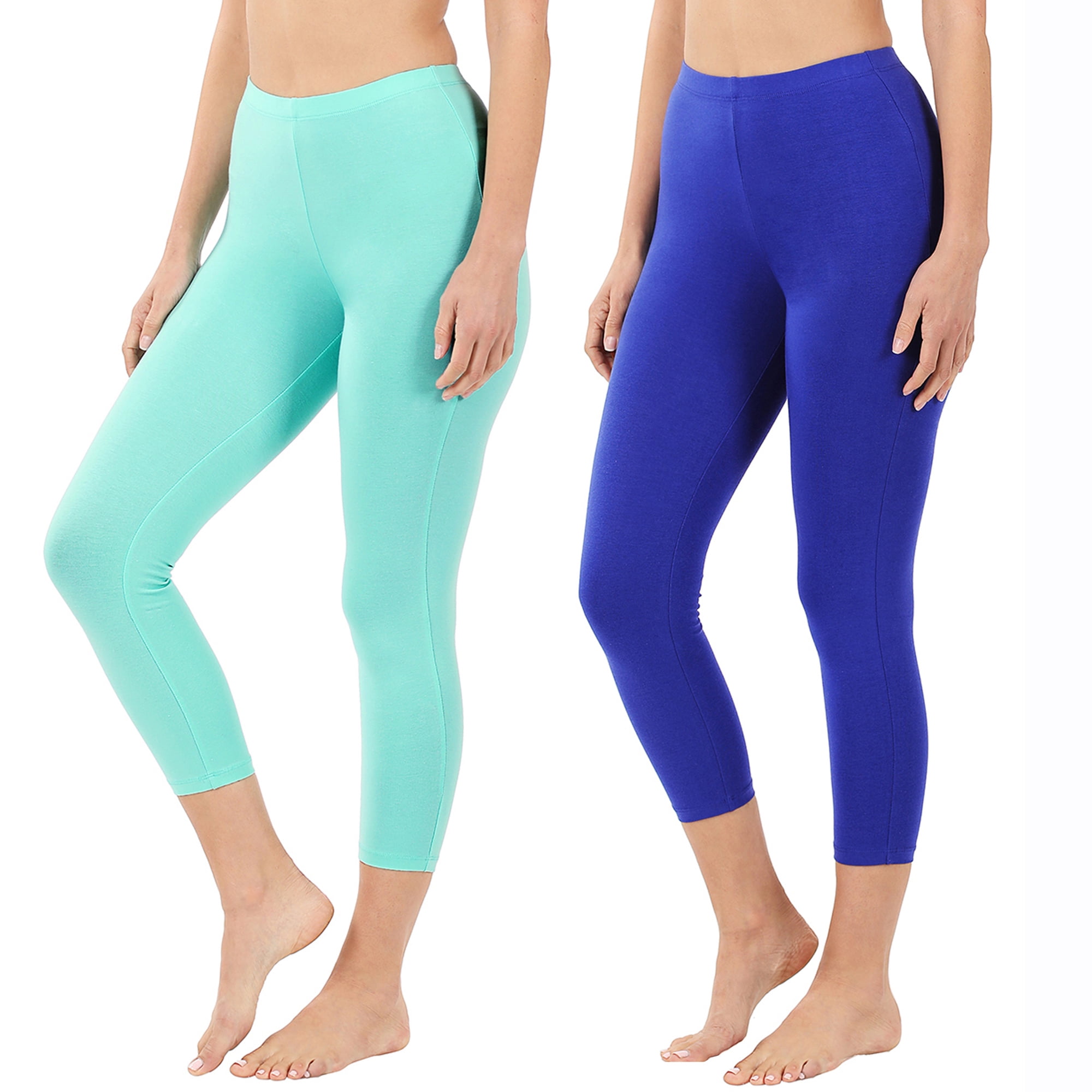 Zenana Women u0026 Plus Premium Cotton Mid-High Banded Waist Capri Leggings -  Walmart.com