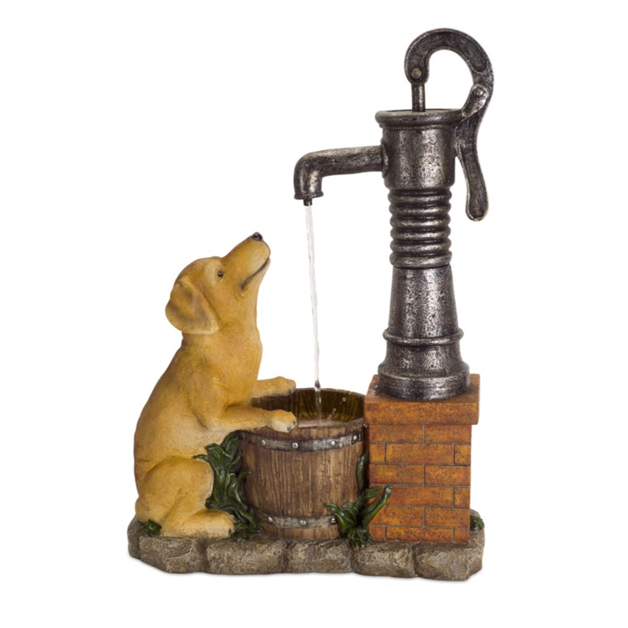 Water Pump and Dog Fountain 27.5"H Iron