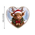 thumbnail image 3 of Tyidzon Highland Cow Christmas Ornament, Heart Shape Flat Acrylic Print for Highland Cow Lovers and Tree Decoration, 3.15 in, 3 of 7