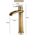 thumbnail image 3 of Grifo con diseño de caño en cascada, cartucho de disco de cerámica que garantiza un funcionamiento perfecto, estilo de grifo alto que complementa cualquier decoración, acabado de latón antiguo para, 3 of 5