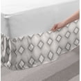 thumbnail image 2 of Mosaic Bed Skirt, Abstract Geometrical Shapes Rhombus Patterns from Dots in Repeating Style Print, Elastic Bedskirt Dust Ruffle Wrap Around for Bedding Decor, 4 Sizes, Grey and White, by Ambesonne, 2 of 2