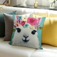 thumbnail image 3 of FCXZI Party Decor Birthday Gift Llama Flower Crown 100% Linen Pillow Covers for Home Sofa Couch 18x18in, 3 of 5