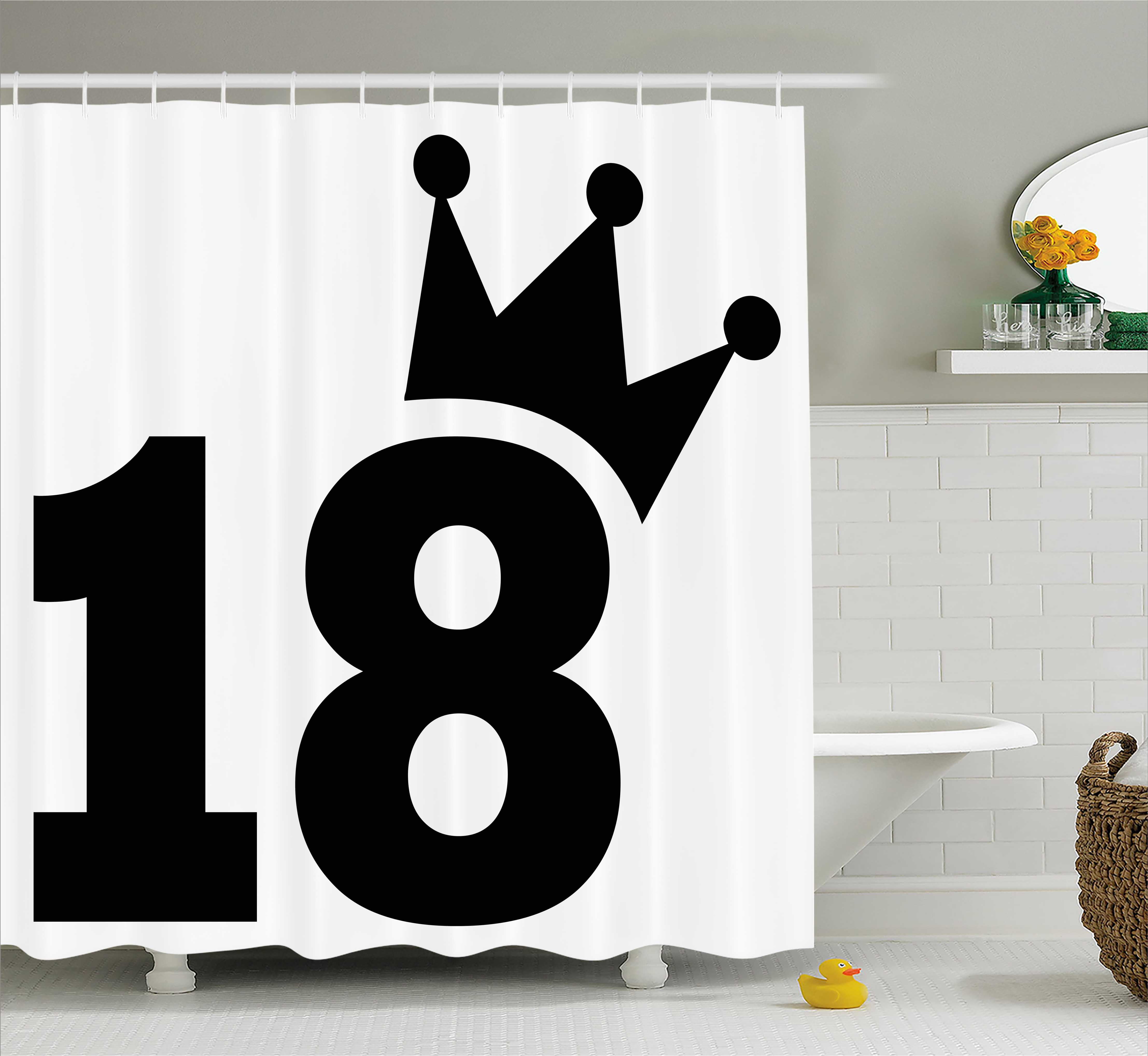 18th birthday shower curtain cartoon soccer jersey seem bold 18 number