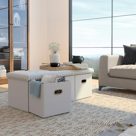 Payton Foldable Ottoman Entry Bench and Foot Rest with 