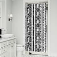 thumbnail image 2 of Small Stall Narrow Shower Curtain 36"W x 72"L – Tropical Bohemian Leaves, Mid-Century Abstract Boho Botanical Bathroom Decor, Vintage Floral Palm Leaf Pattern, Rustic Tribal Folk Style, 2 of 5