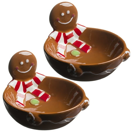 2 Pack Christmas Candy Dishes Holiday Ceramic Santa 