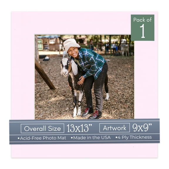 Hollyhock Pink Picture Frame Mat for 13x13 Frames - Fits 9x9 Photos - 1 Mat