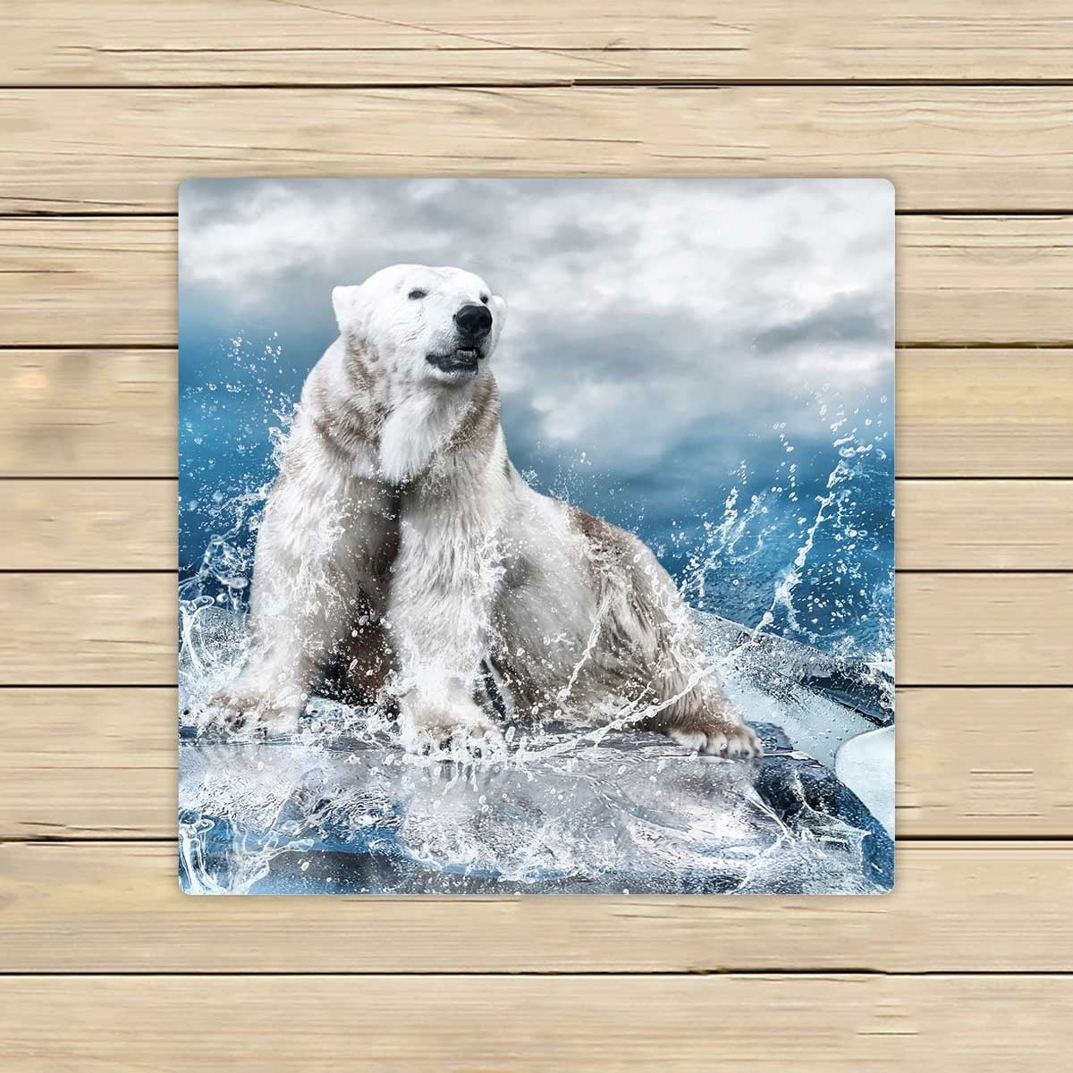 PKQWTM White Polar Bear Hunter On The Ice In Water Drops Microfiber