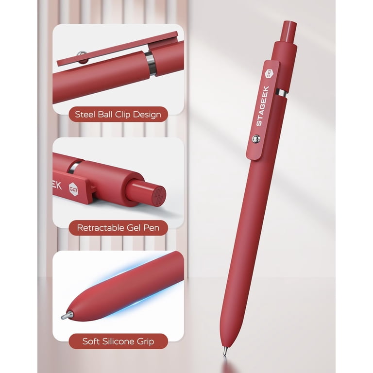 STAGEEK Red Gel Pens, 6 Pack with 3 Refills photo 2