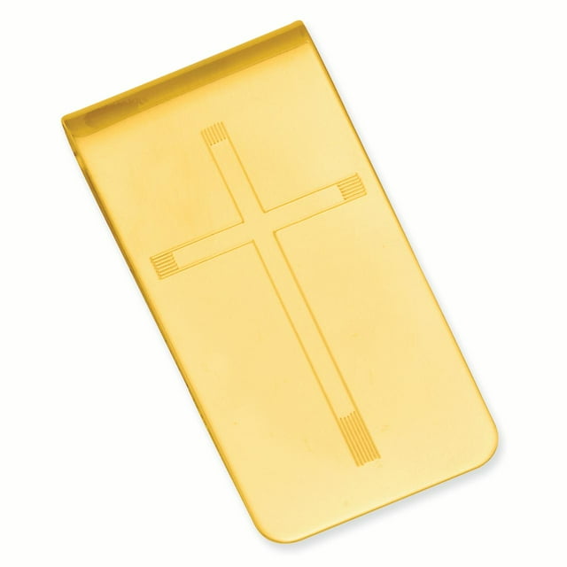 Gold Cross Engraveable Money Clip For Dad Mens For Him