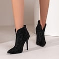 thumbnail image 2 of PEASKJP Womens Booties Lug Sole Lace Up Boot Ladies Side Zip Round Toe Anti-Slip Ankle Booties, Black 42, 2 of 4