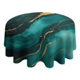 thumbnail image 4 of Green and Gold Marble Glitter Waves Pattern Round Tablecloth 60"x60",Wrinkle Wipeable Table Cloth for Kitchen Dining Room Picnic Patio Party, 4 of 6