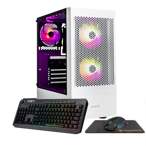 Gigatech Gaming Apollo 7 White Gaming PC Desktop - Ryzen 5 5500, RTX 5050, 16GB DDR4, 512GB SSD, RGB, Windows 11, Wi-Fi