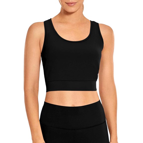 Hurxie Workout Tank Tops for Women Sleeveless Gym Tops Seamless Athletic Yoga Shirts Black L