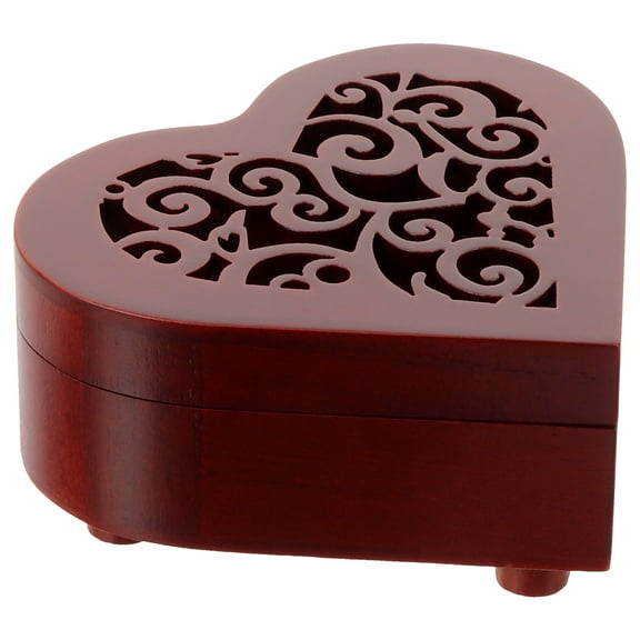 FRCOLOR Heart Shaped Case Wooden Storage Box Multiuse Box Wooden Music Box for Gift