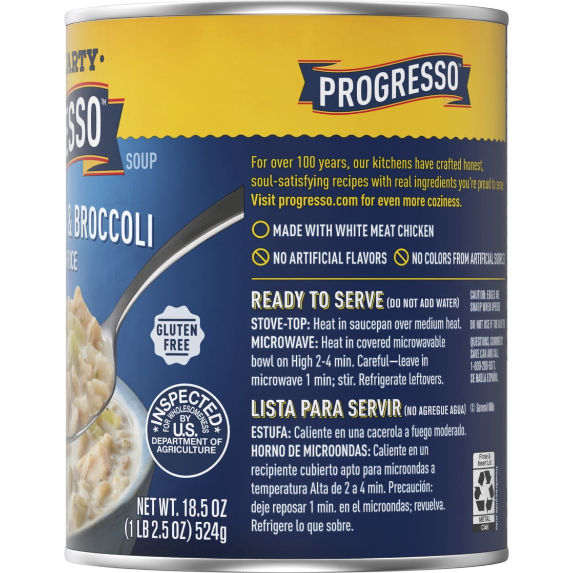 (5 pack) Progresso Rich & Hearty, Creamy Chicken & Broccoli Soup, Gluten Free, 18.5 oz.