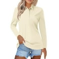 thumbnail image 2 of Beige Women's Long Sleeve T-shirt, Women'S Short Sleeved Slim Fit Casual Fashion Top,Women's Long sleeve T-shirt L, 2 of 5