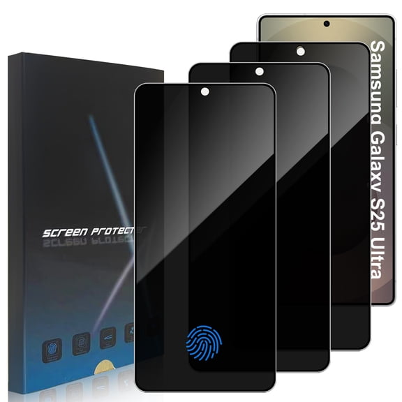 ZYQEEE Privacy Screen Protector for Samsung Galaxy S25 Ultra 6.9", Scratch Resistant Anti-Spy Tempered Glass Film, Bubble Free, Easy Installation,Case Friendly,3 Pack