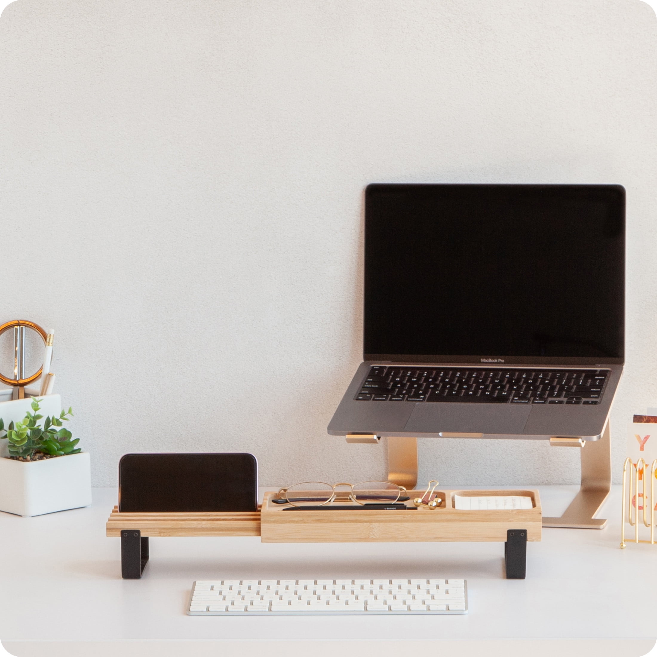 U Brands Adjustable Laptop Riser Stand, 11.6 x 10 x 5.5 in., Gold Metal