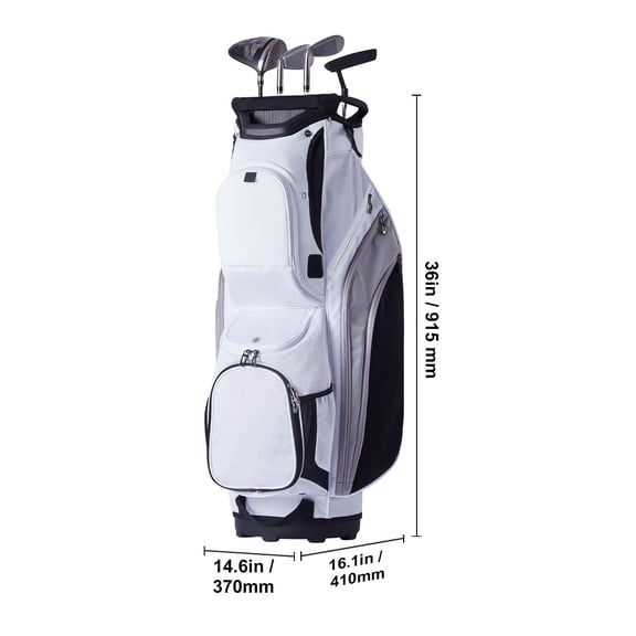 Golf Cart Bag with 14 Way Organizer Divider Top, 36' 13 Pockets Premium Nylon Cart Bag, Durable Golf Bags with Handles & Dust Cover & Detachable Strap