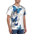 thumbnail image 2 of Vsdgher Blue Flying Butterflies Print Men's Dry Fit Mesh Athletic Shirts Moisture Wicking Tennis T-Shirt Tops, 2 of 9