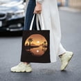 thumbnail image 2 of DouZhe Reusable Grocery Bags, Abstract Modern Landscape Sunset Lightweight Polyester Canvas Cloth Tote Bag for Travle Gym Shopping School, 15" x 16", 2 of 7