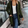 thumbnail image 2 of VISALY Long Cardigans Cardigan with Pockets Fall Cable Knit Cardigan Sweaters Casual Long Sleeve Open Front Loose Outerwear Coats Chunky Cardigan Sweaters Plus Size Cardigan Lightweight Army Green L, 2 of 5