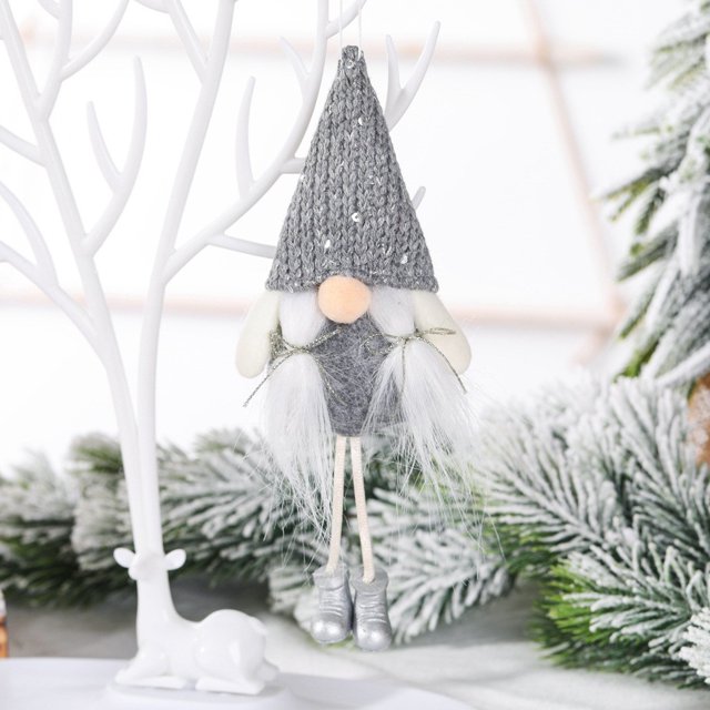 Xihbxyly Colgante de Muñeco Navideño, Ángel Sin Rostro de Punto, Diseño Dorado, Rojo y Gris, Decoración Navideña para El Hogar, Adorno para Árbol, para Chimenea o Pared, Tamaño 20 X 8 Cm