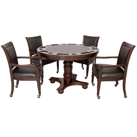Hathaway Bridgeport 2-in-1 Poker Game Table Set, 48 inch W x 30 inch H, Walnut Finish (Box 3 of 3)