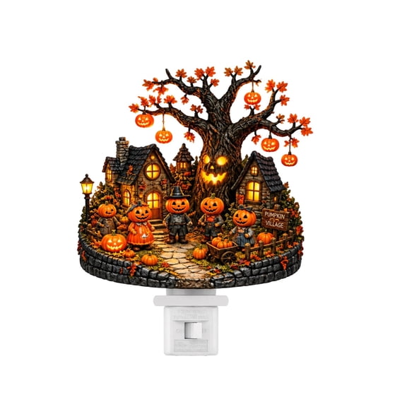 Halloween Haunted Tree House Plug-In Night Light,Acrylic Ghost Pumpkin Decor Wall Sconce Lamp for Bedroom Livingroom Fall Decoration